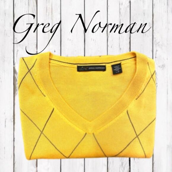 Greg Norman Golf Sweater Yellow V-Neck size Large - Picture 2 of 16